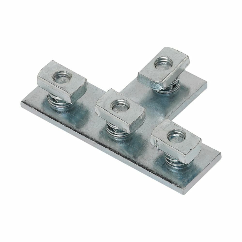 Eaton B-Line series pre-assembled tee and cross flat fitting, 5.37" H x 3.5" L x 1.62" W, Steel, Electro-plated, 1/4" Gauge