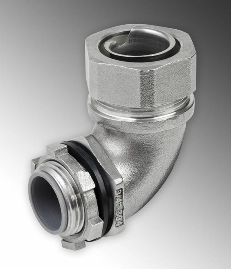 Rigid Stainless Steel 316 Flex Connector 90 Degrees 1/2" Trade Size
