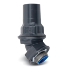 PVC Coated Liquitight Conduit Connector, 45 Degree, Pipe Size 1 Inch/27 Metric, Minimum .040 Inch (40 mil) PVC Coating on Exterior, Steel Fitting, Dark Gray