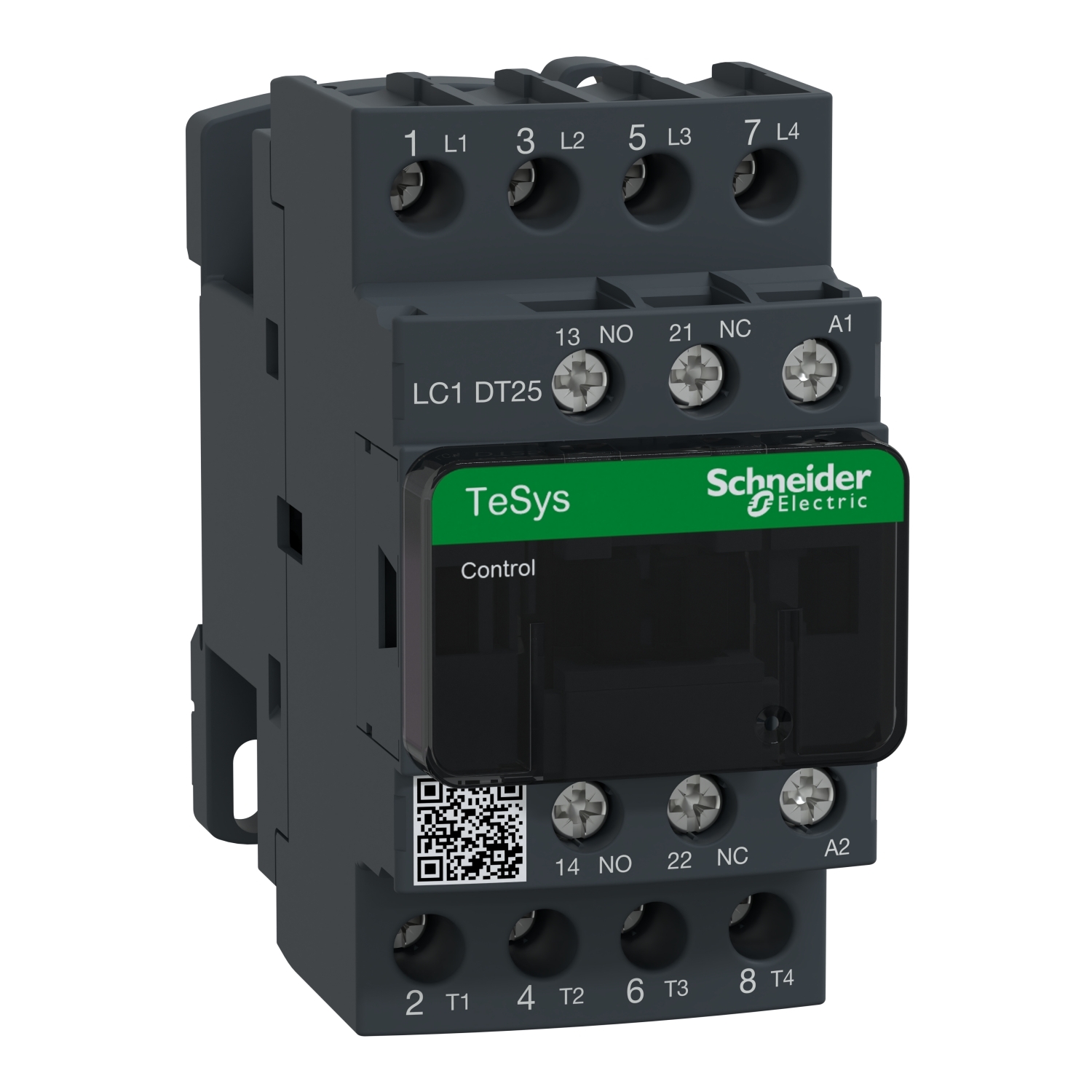 IEC contactor, TeSys Deca, nonreversing, 25A resistive, 4 pole, 4 NO, 220VAC 50/60Hz coil, open style