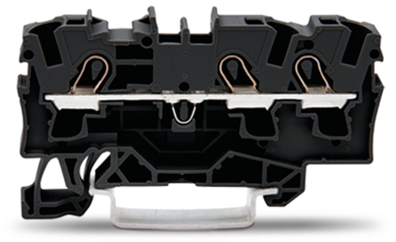 3-conductor through terminal block; 4 mm; suitable for Ex e II applications; side and center marking; for DIN-rail 35 x 15 and 35 x 7.5; Push-in CAGE CLAMP; 4,00 mm; black