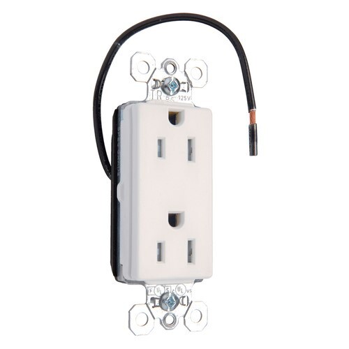 PlugTail Split Circuit Tamper-Resistant Decorator Spec Grade Duplex Receptacle, 15amp 125volt, White