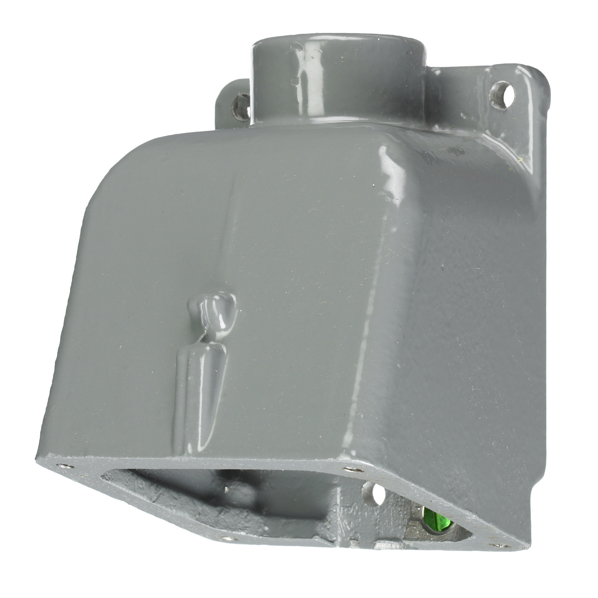 Heavy Duty Products, IEC Pin and Sleeve Devices, Industrial Grade, Accessory, Back Box, For 20A and 30A 1" NPT Hub, Angled, Mounting Screws Included, Gray Cast Aluminum