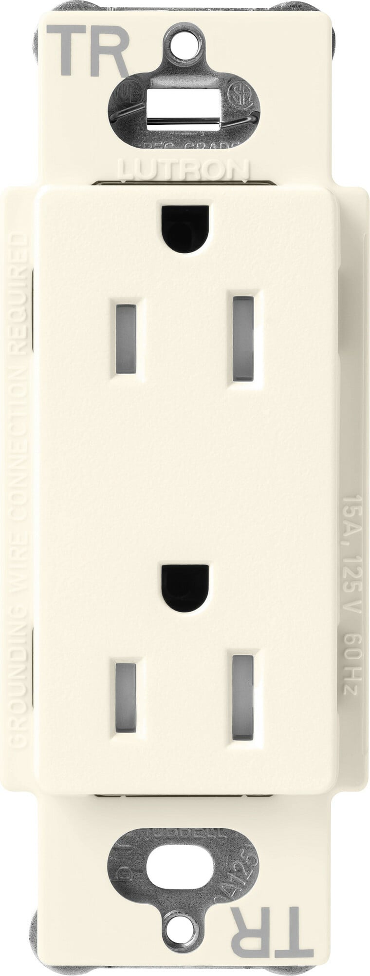 Lutron Claro Tamper-Resistant Duplex Receptacle, 15 Amp, Biscuit