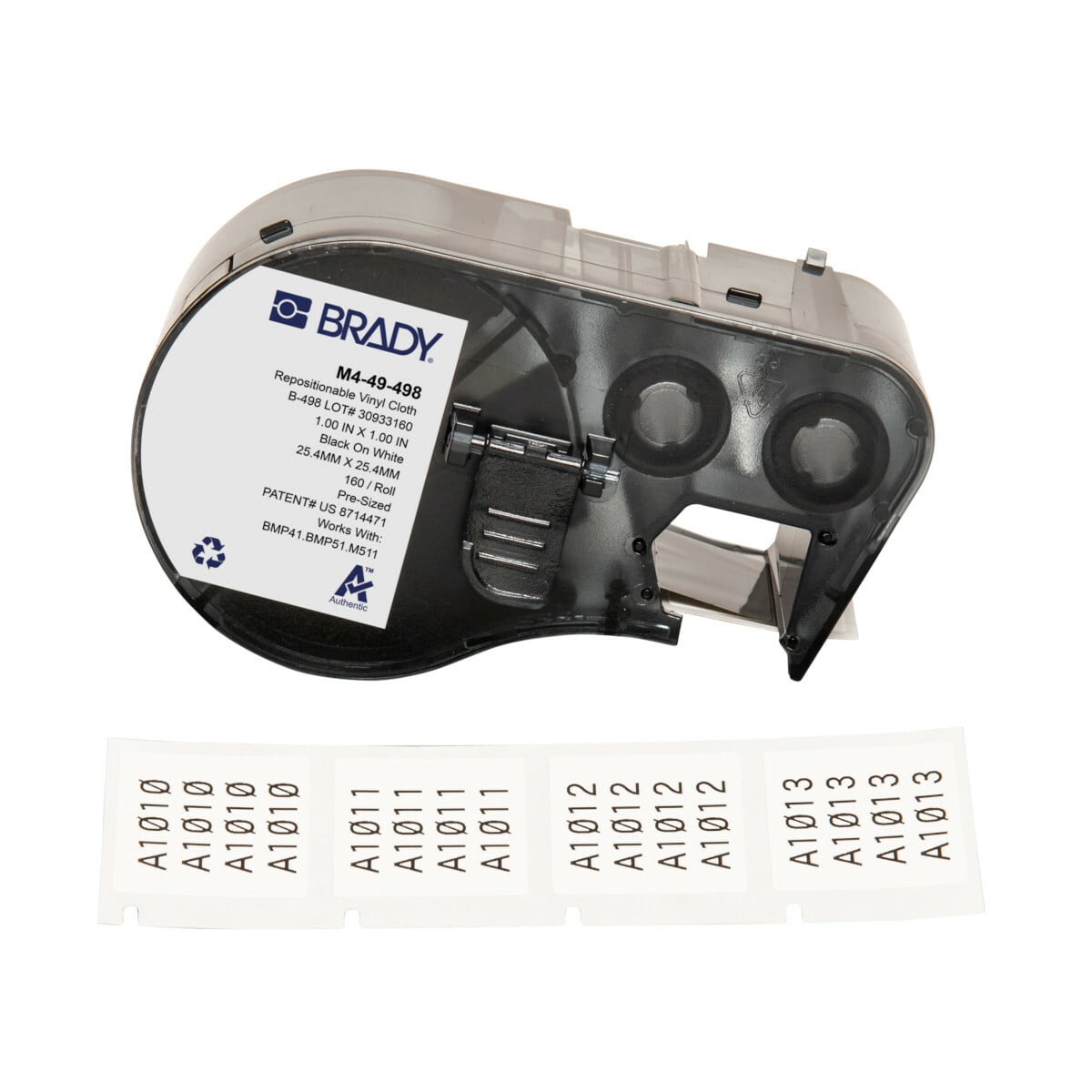 Repositionable Lbls 1x1 BK/WT RL/160