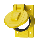 Wallplates and Boxes, Weatherproof Covers, 1-Gang, 1) 50A Twist-Lock Opening, Standard Size, Yellow Polycarbonate