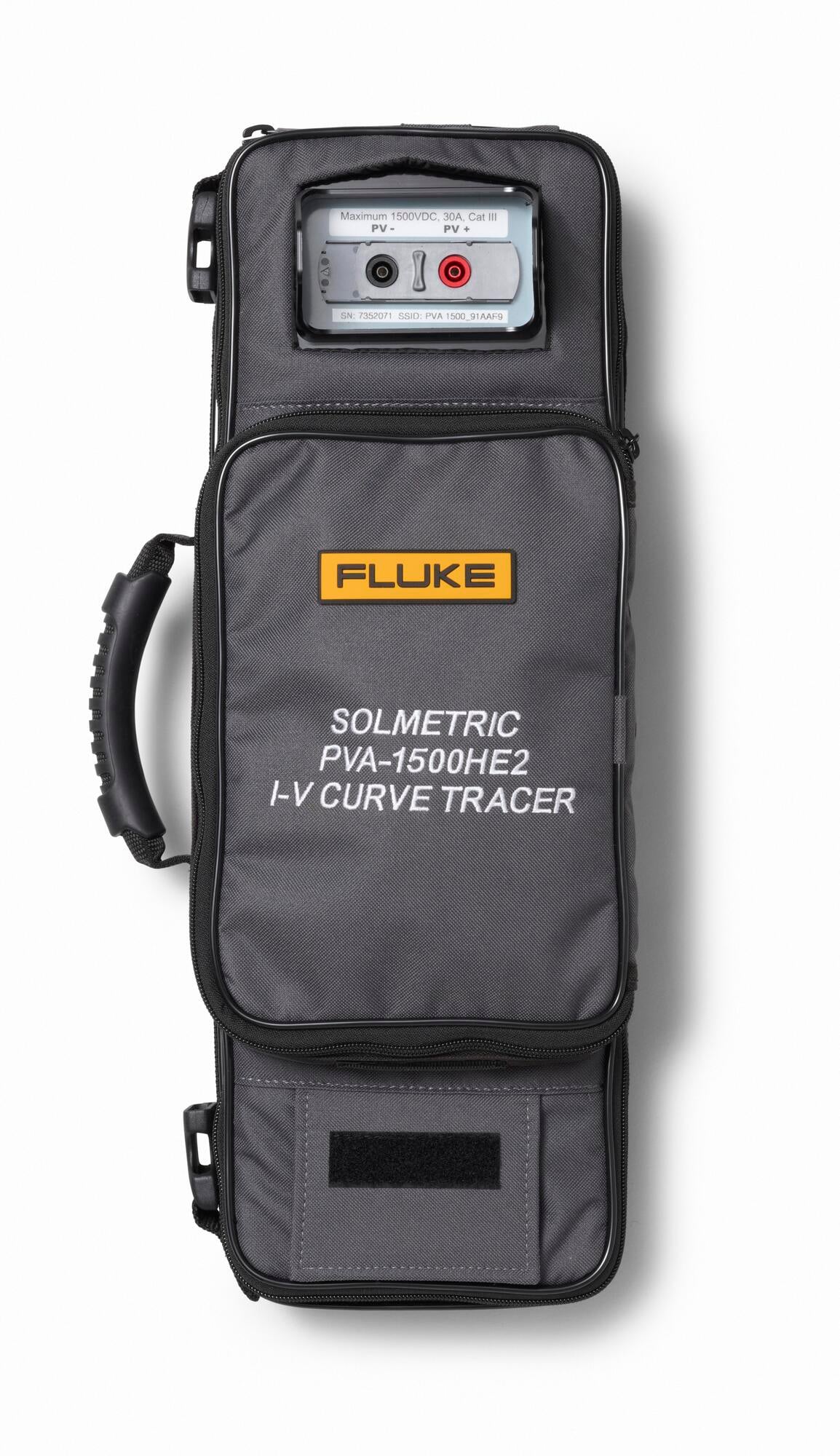 The Fluke Solmetric PVA-1500HE2 is an advanced I-V curve tracer designed to provide precise analysis and optimization for photovoltaic (PV) systems. The PVA-1500HE2 allows solar professionals to accurately assess the performance of PV modules, strings, and arrays in real-time, including high efficiency strings, even those with module efficiency exceeding 19%, up to a full 30A.. The PVA-1500HE2 enables users to detect issues such as shading, mismatch, degradation, and other performance anomalies swiftly and effectively. Its user-friendly interface and ergonomic design make it easy to operate, even in challenging environments. The tracer offers comprehensive data analysis and reporting features, empowering technicians to make informed decisions to maximize the efficiency and reliability of solar installations. Built with durability and reliability in mind, the Solmetric PVA-1500HE2 is the ideal tool for solar professionals seeking to optimize the performance and longevity of PV systems.