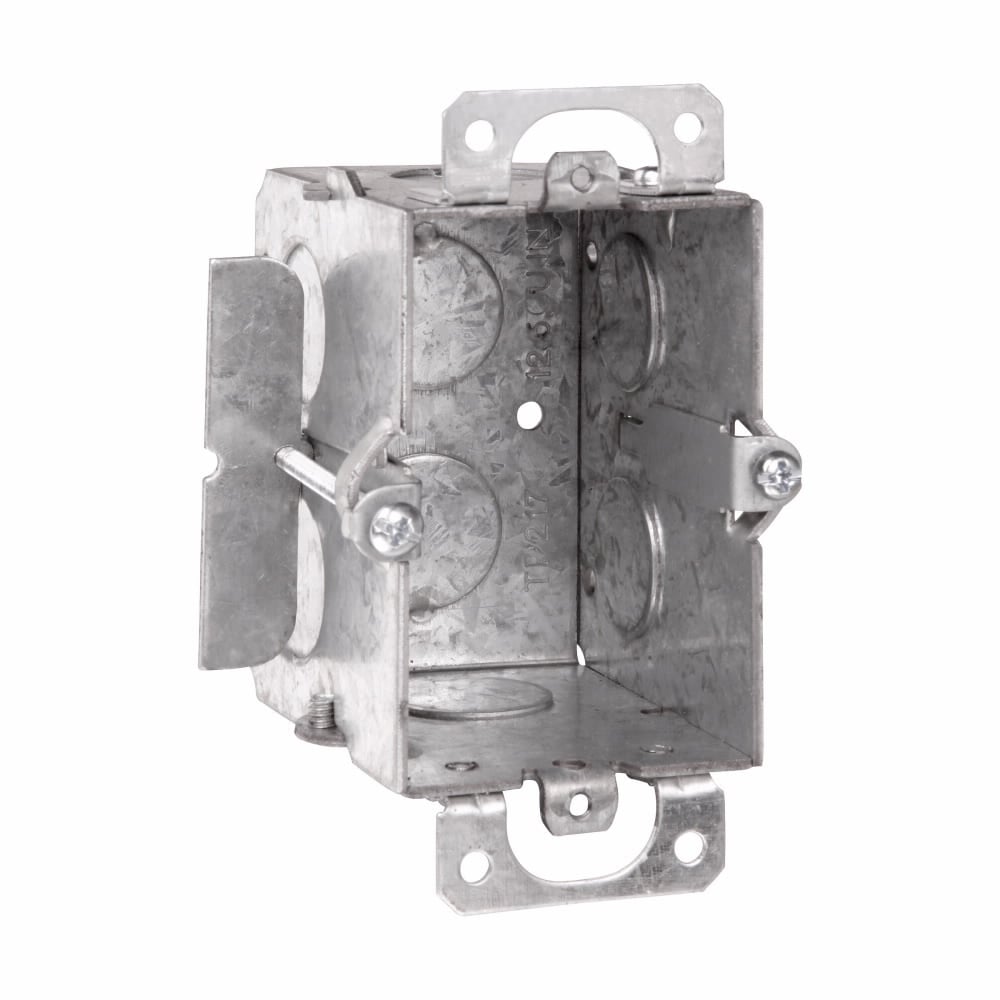 Eaton Crouse-Hinds series Switch Box, (1) 1/2", Conduit (no clamps), 2-1/2", (1) 1/2", Steel, Ears, Gangable, 12.5 cubic inch capacity