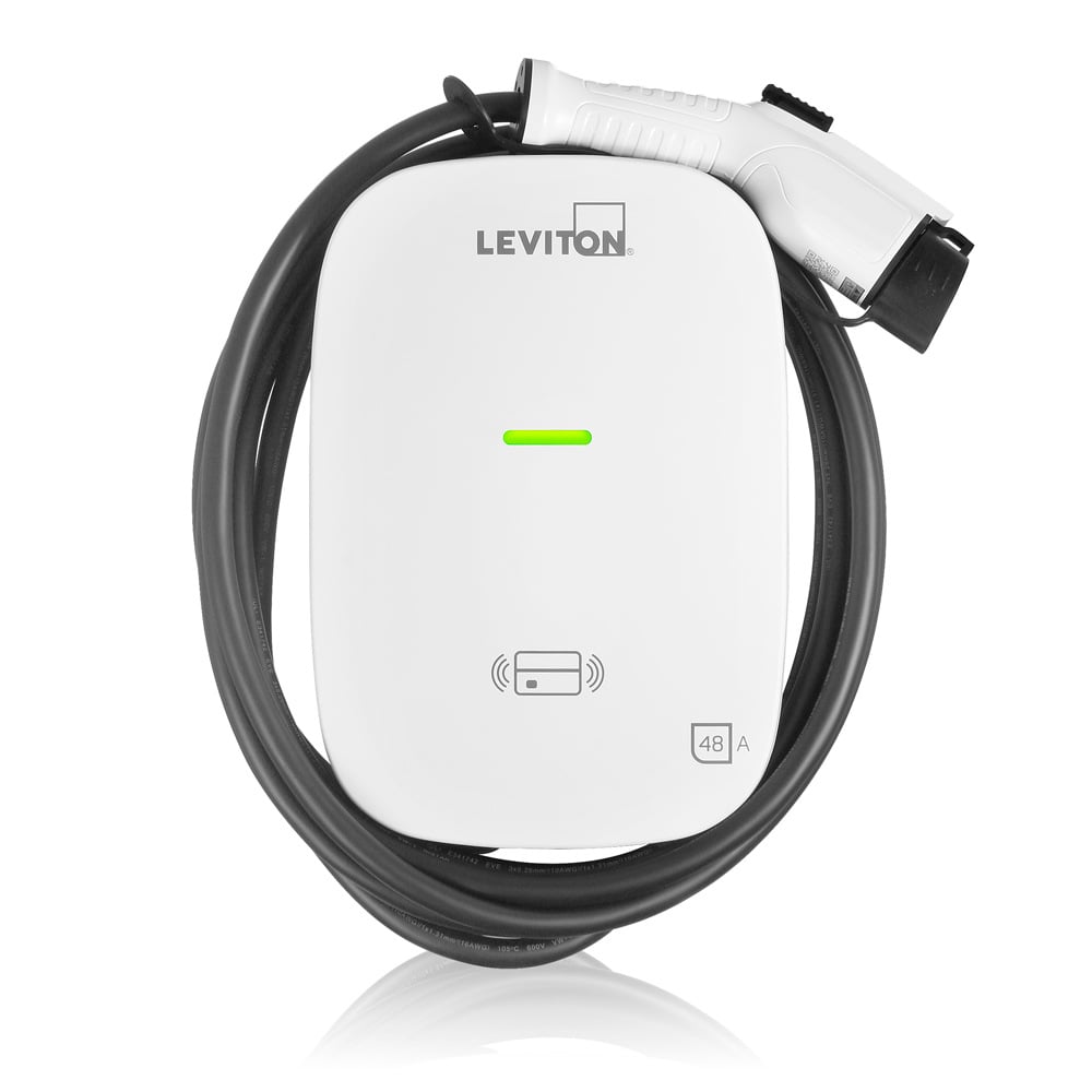 EV Series Standard Level 2 Electric Vehicle Charging Station, 48A, 208/240 VAC, 11.6kW Output, J1772 Charge Connector, 18' Cord, Replacement for EVR40-B2C, Includes Mounting Bracket and Pre-Attached Input Cable, HARDWIRED ONLY