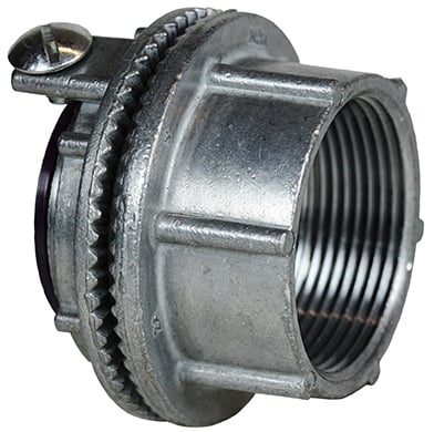 Watertight Hub, 4 in. Size, Zinc Alloy material, Threaded connection, Die Cast construction, Grounding Lug