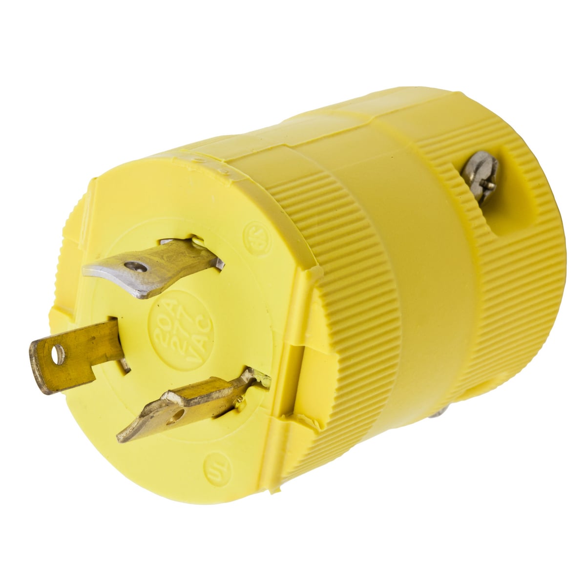 Twist-Lock Valise Male Plug, 20A 277V AC, 2-Pole 3-Wire Grounding, NEMA L7-20P, Screw Terminal Nylon