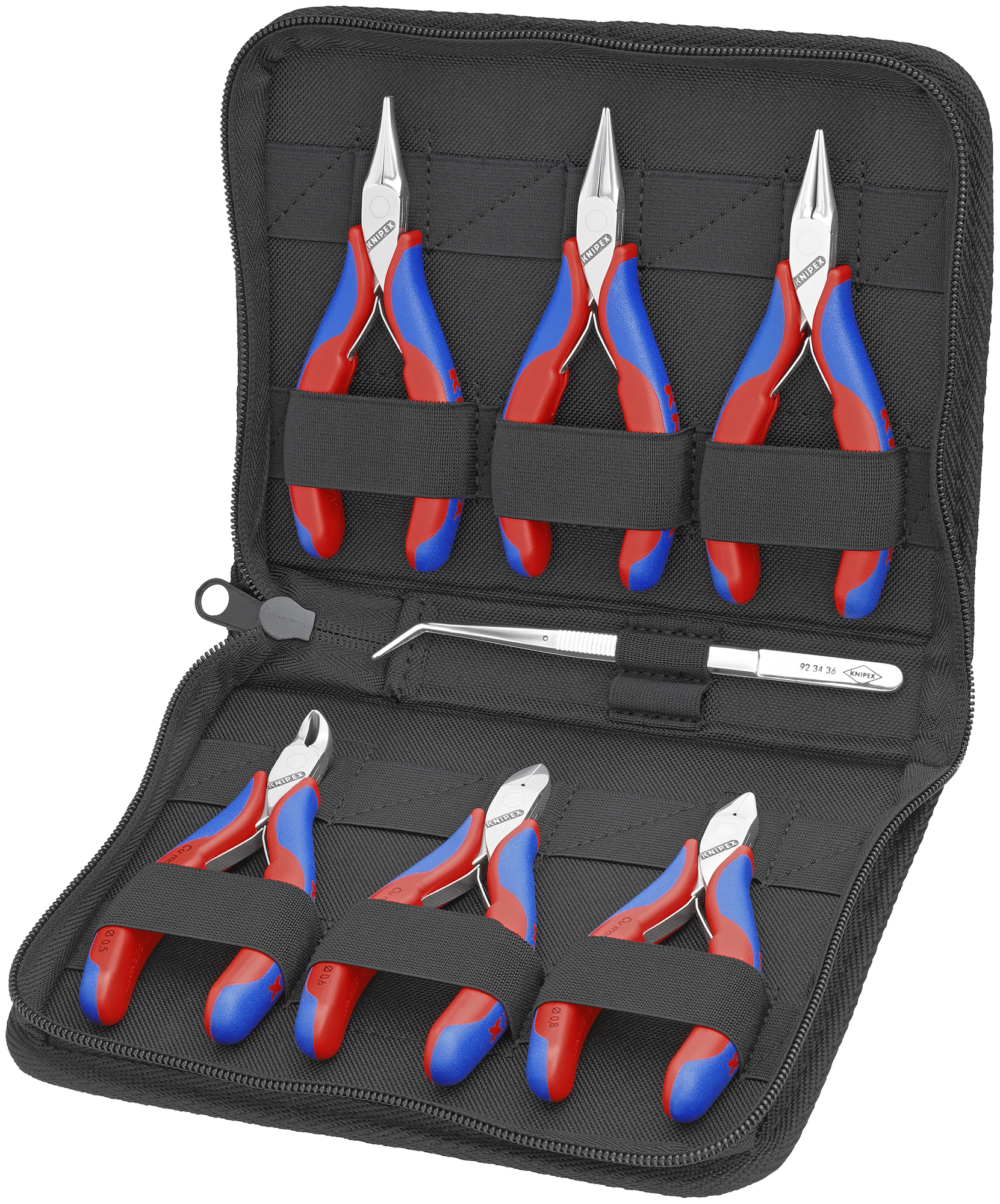 7 Pc Electronics Pliers Set in Zipper Pouch, Multi-component
