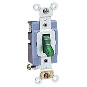 1201-PLG Illuminated ON Self-Grounding Toggle Switch, 120 VAC, 15 A, 1/2 hp Power Rating