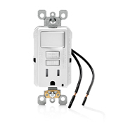 Self-Test Combination GFCI Outlet/Switch, Switch 1800 Watts 120V Ac, Tamper Resistant Receptacle 15 Amp 125V