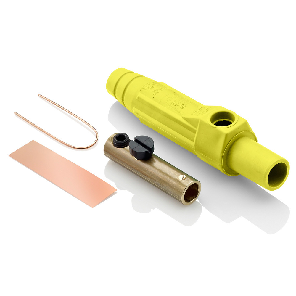 15 Series Single Pole Cam-type Female Detachable Plug, Taper Nose, Single Set Screw, Sleeve With Thermoplastic Screw,  600 Volts Rated Up To 150 Amperes Continuous Cable Range # 8- # 2 Awg-Yellow