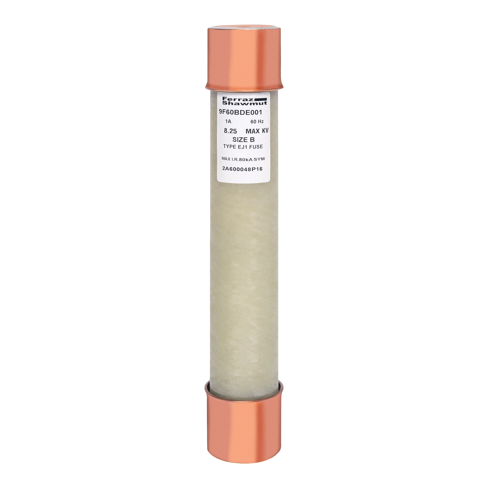 9F60BDE001 Amp-Trap Current Limiting Potential Transformer Fuse, 1 A, 8.25 kV AC, 80 kA Interrupt, Ferrule Body