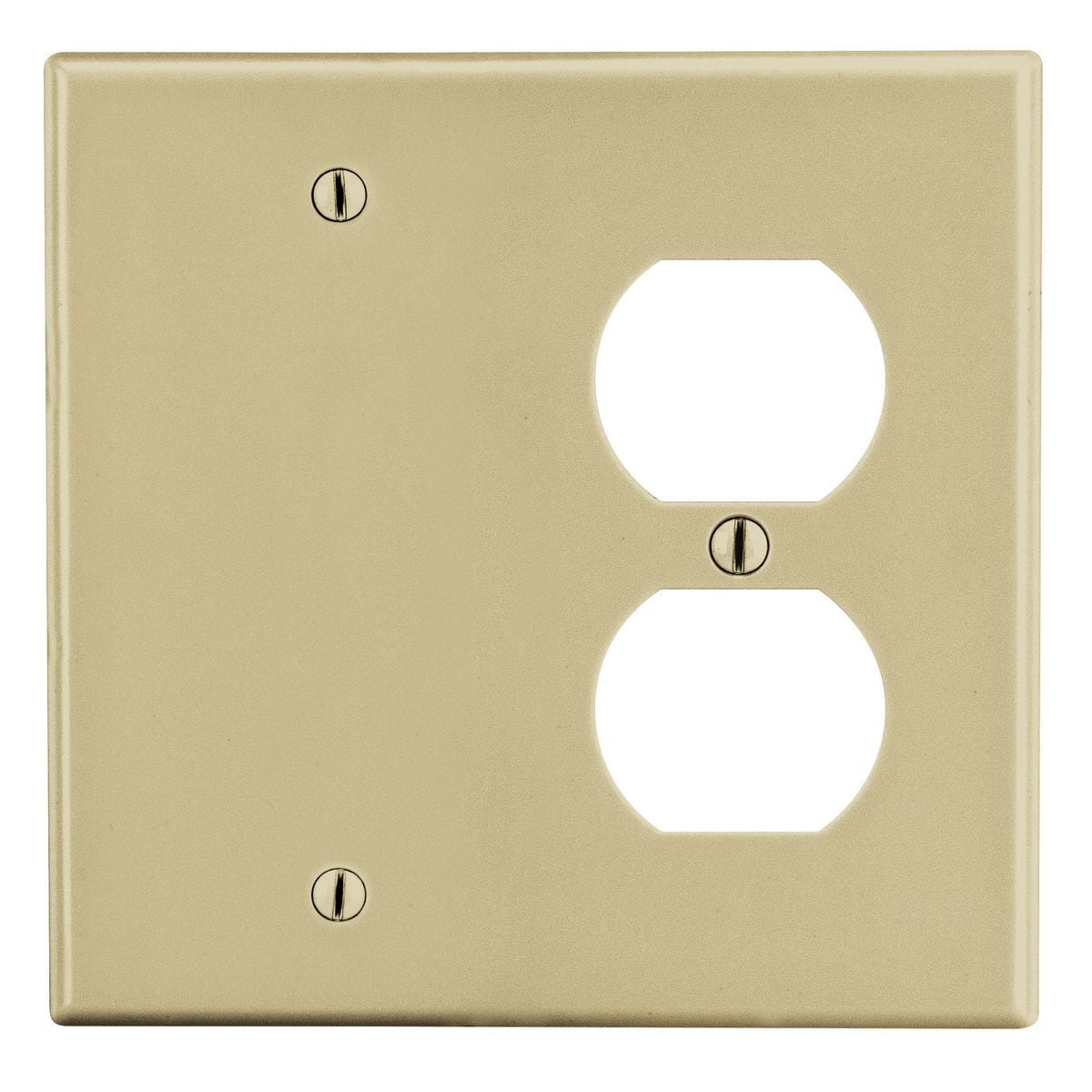Wallplate, 2-Gang, 1) Duplex 1) Box Mount Blank, Ivory
