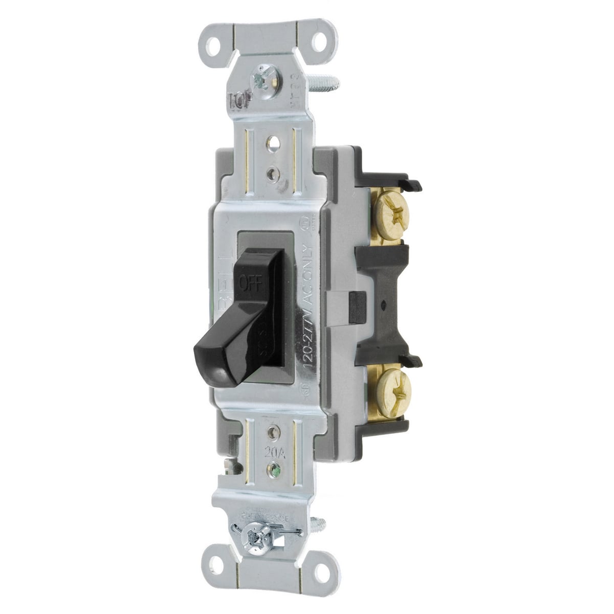 CSB120BK 2-Position Standard Toggle Switch, 120 to 277 V AC, 20 A, 5540 W Power Rating, 2-Position Contact