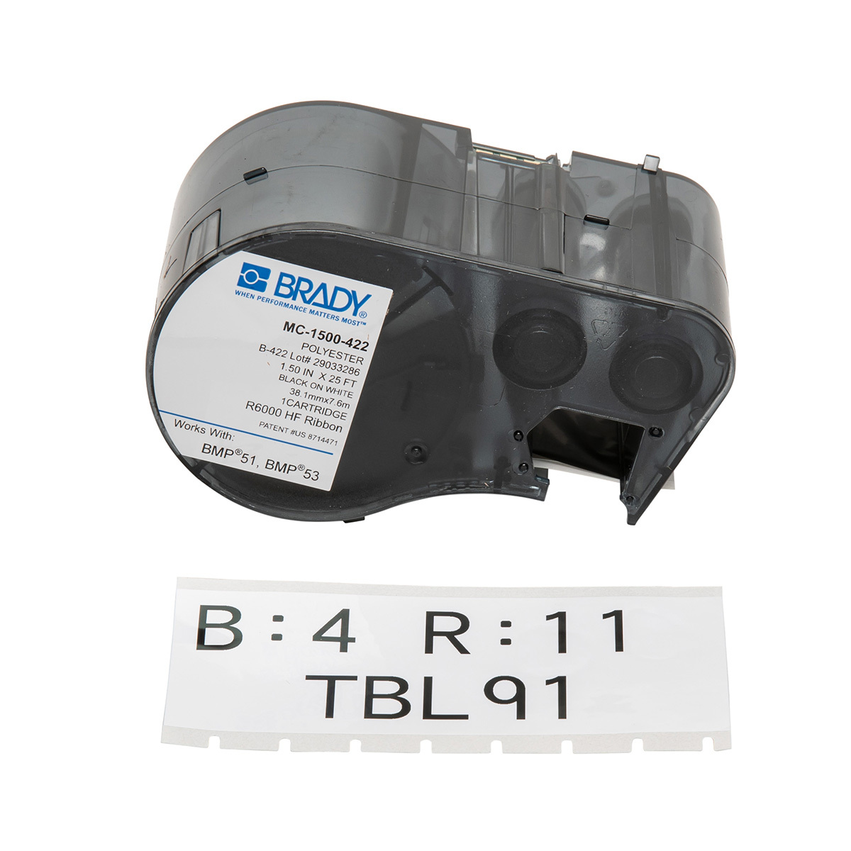 MC-1500-422 Continuous Panel Component Label, 25 ft L, Black on White, B-422 Polyester