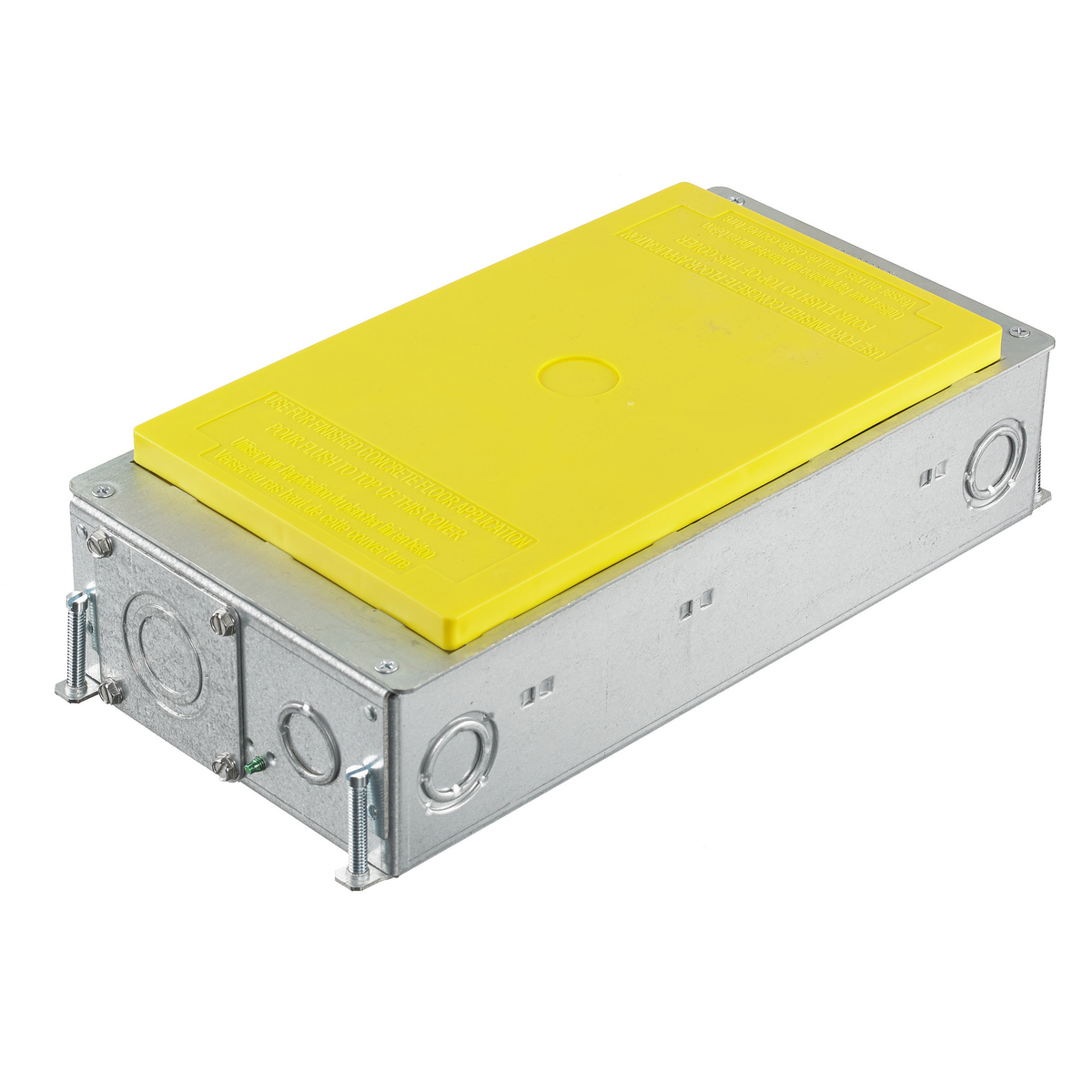 Concrete Floorboxes, Galvanized Stamped Steel Box, Recessed, 2-Gang CFB Series Box for Rectangular Covers, 3.00" Minimum Depth of Pour