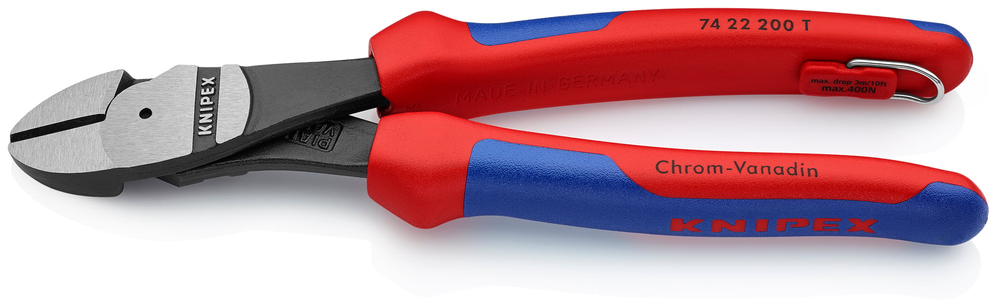High Leverage 12° Angled Diagonal Cutters-Tethered Attachment, 8 in., Multi-Component