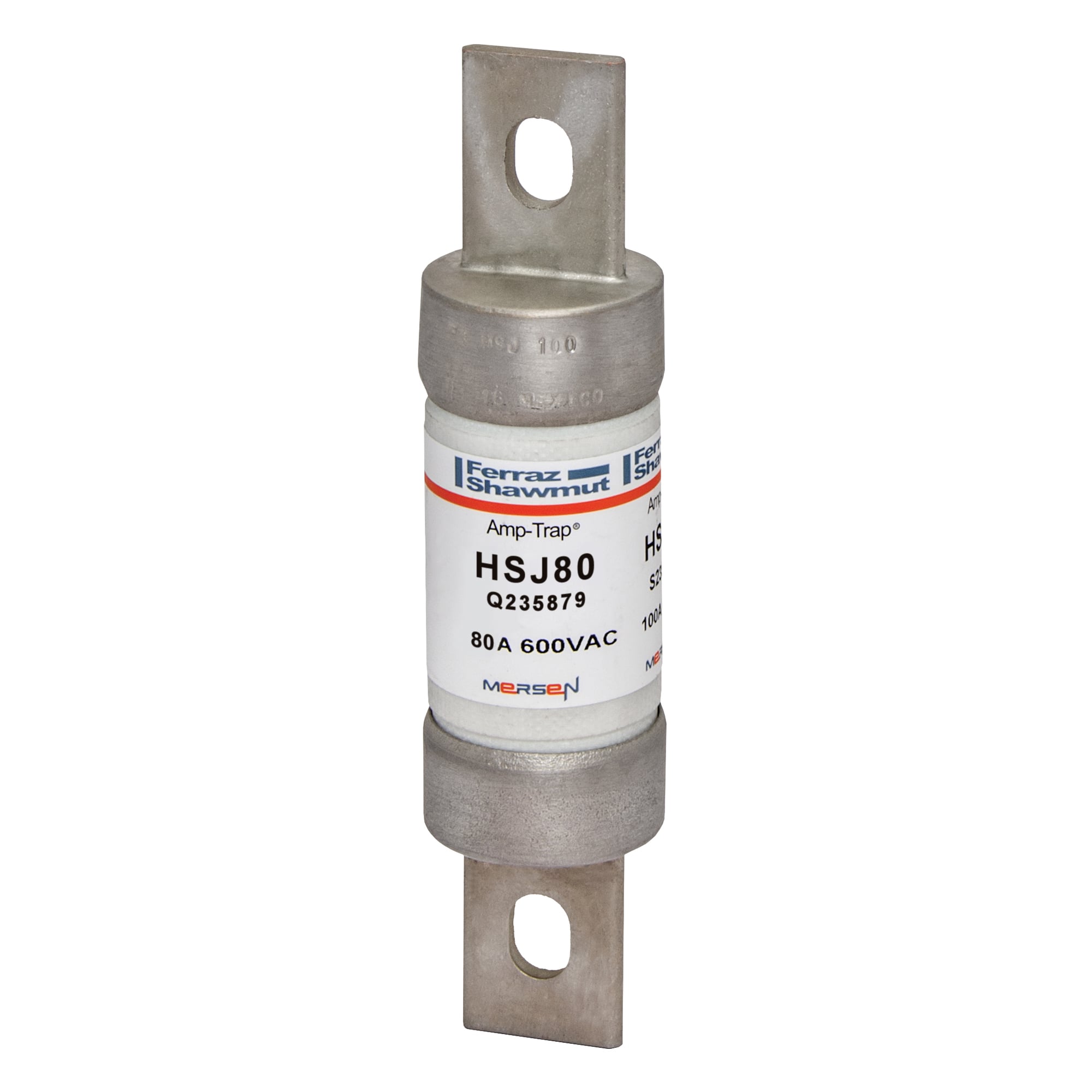 HSJ80 Amp-Trap Current Limiting Low Voltage High Speed Fuse, 80 A, 600 V AC/500 V DC, 200/100 kA, Class J, Cylindrical Body