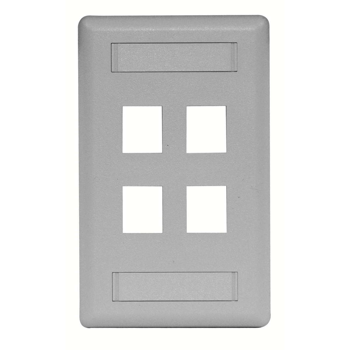 Phone/Data/Multimedia Face Plate, Face Plate, Rear-Loading, 4-Port, Single-Gang, Gray