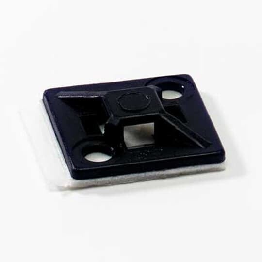 Four-Way Adhesive Mounting Base, Black Nylon 6.6 for Temperatures up to 65 Degrees Celsius (149 F), Weather and UV Resistant, Length of 28.6mm (1.13 Inches), Width of 28.6mm (1.13 Inches), Height of 5.7mm (0.22 Inches), Self-Adhesive Mounting Method