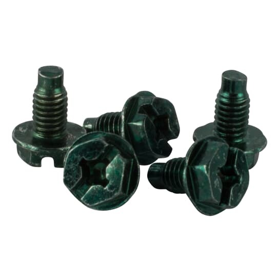 Grounding Screw, Zinc-Plated Steel, 10-32 x 3/8 Inch Slotted Hexagon Head Washer-Face Screw with Green Dye Finish, Provides Positive Ground Continuity in Boxes with a #10-32 Tapped Hole