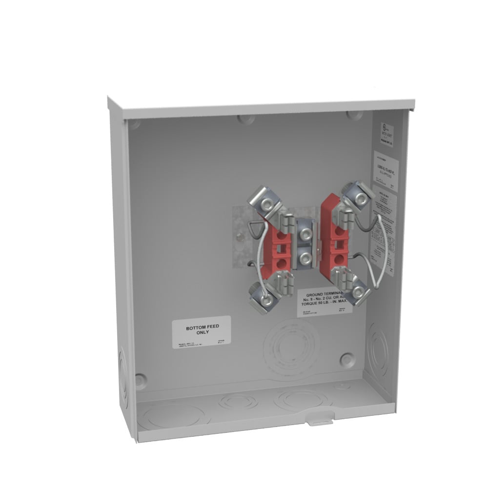 U3850-O-TG Single Position Meter Socket, 200 Amp, 1 Phase, Ringless, No Bypass, 4 Term, UG with Side Wireway, 600V, Triplex