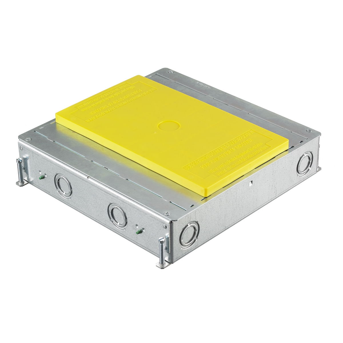 Concrete Floorboxes, Galvanized Stamped Steel Box, Recessed, 4-Gang CFB Series Box for Rectangular Covers, 2.50" Minimum Depth of Pour