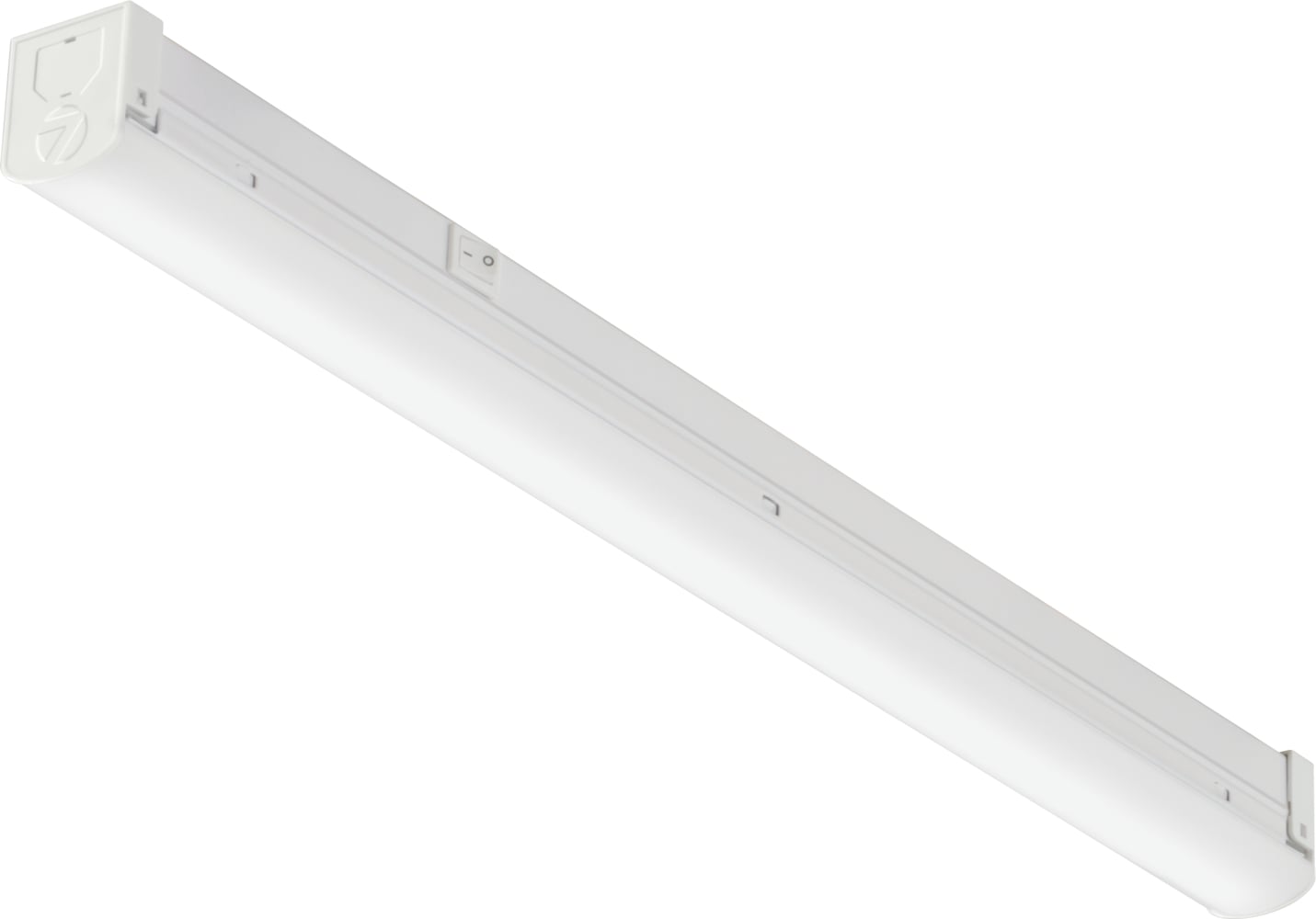 The Lithonia Lighting basic 2-foot, non-dimming, dry location linkable strip light mounts to ceiling or wall horizontal/vertical. It is the basic solution for task lighting, restrooms, under/over cabinet, storage closets and displays.
