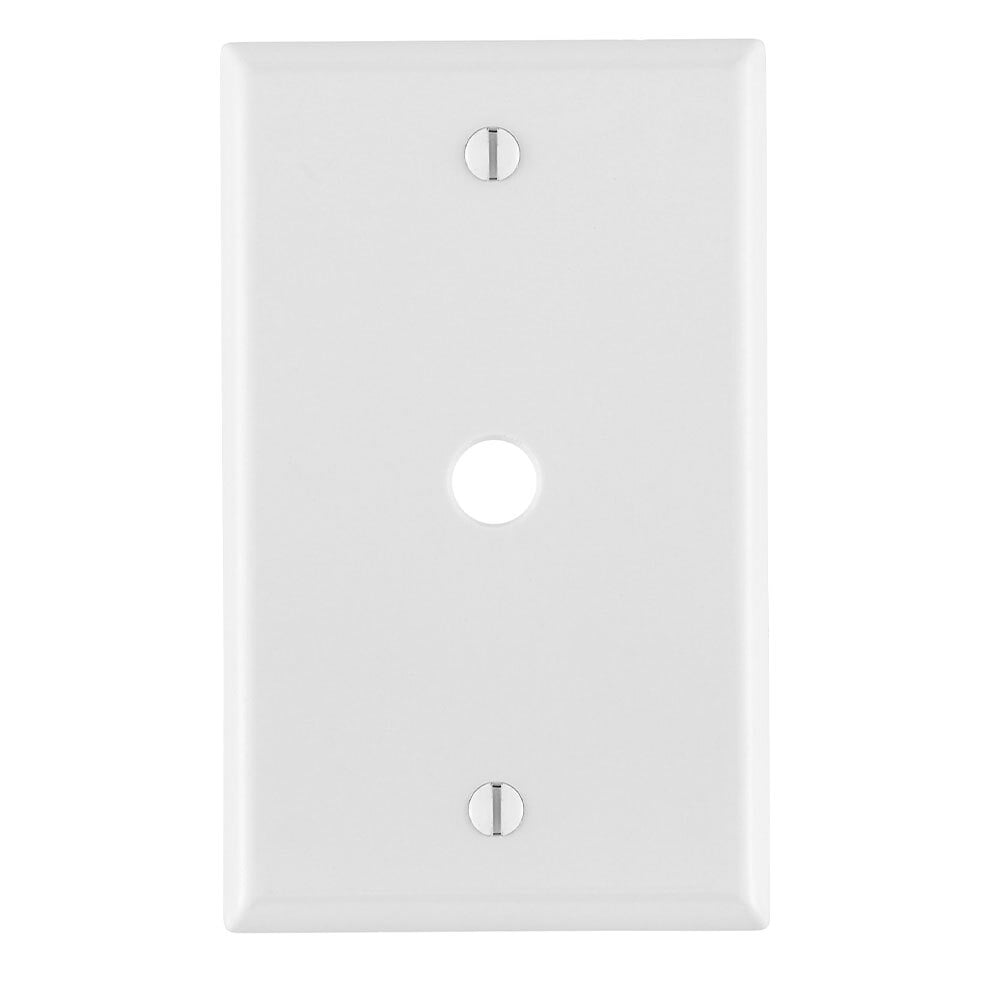 1-Gang .406 Inch Hole Device Telephone/Cable Wallplate, Standard Size, Thermoset, Box Mount, White