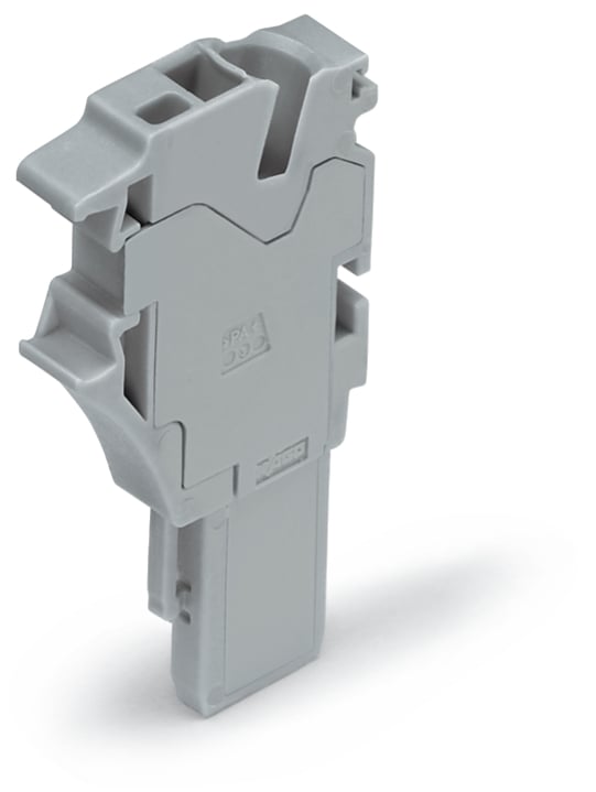 Start module for 1-conductor female connector; Push-in CAGE CLAMP; 4 mm; Pin spacing 5.2 mm; 1-pole; with integrated end plate; 4,00 mm; gray