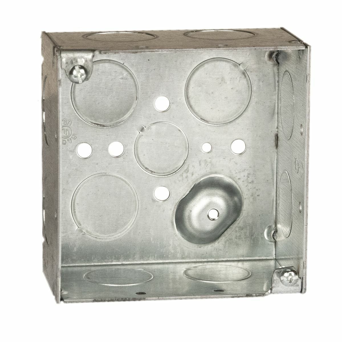 4 In. Square Boxes, 2-1/8 In. Deep - Welded with Conduit KO's 1/2-3/4 KO