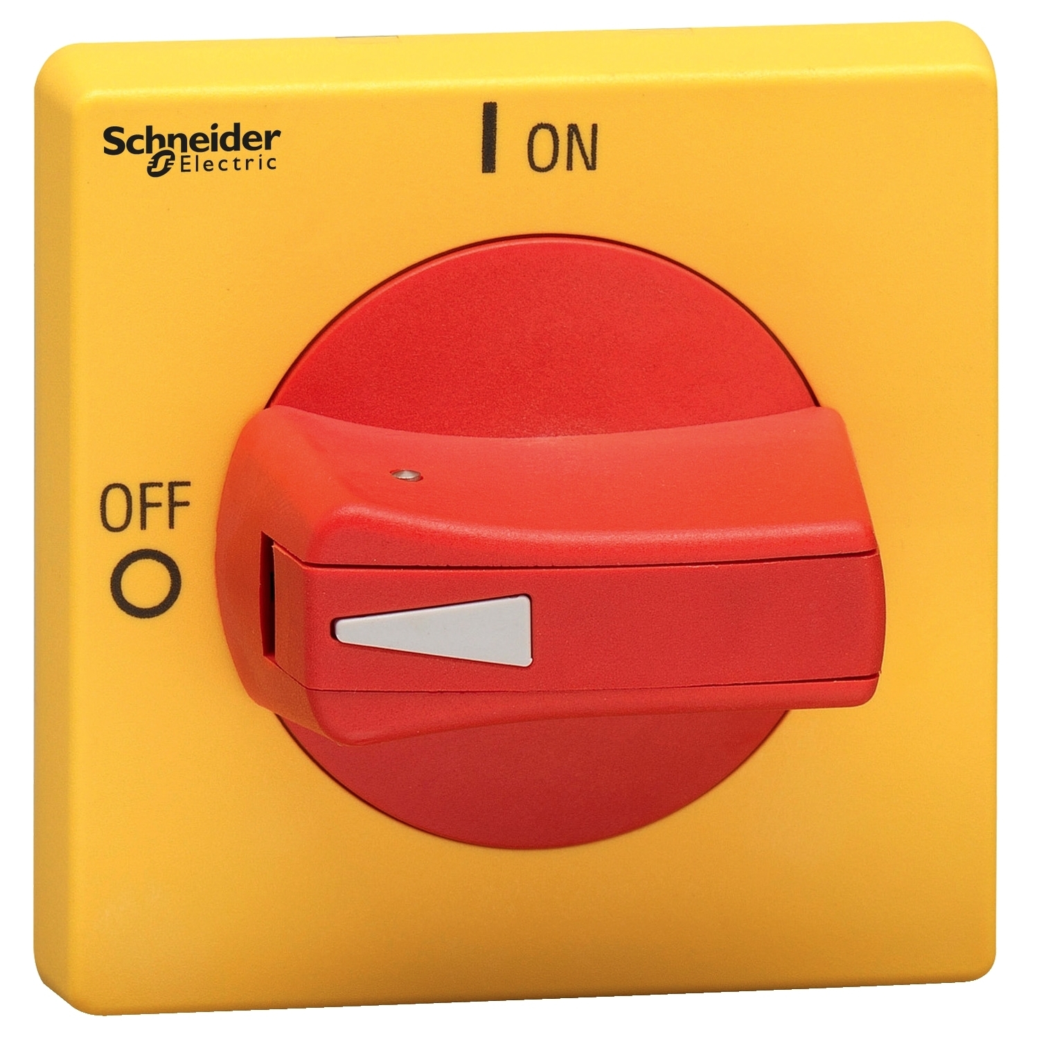 Disconnect switch, TeSys VLS, protruding rotary handle, hole mounting, 65x65mm, red handle, 5mm shaft, defeatable
