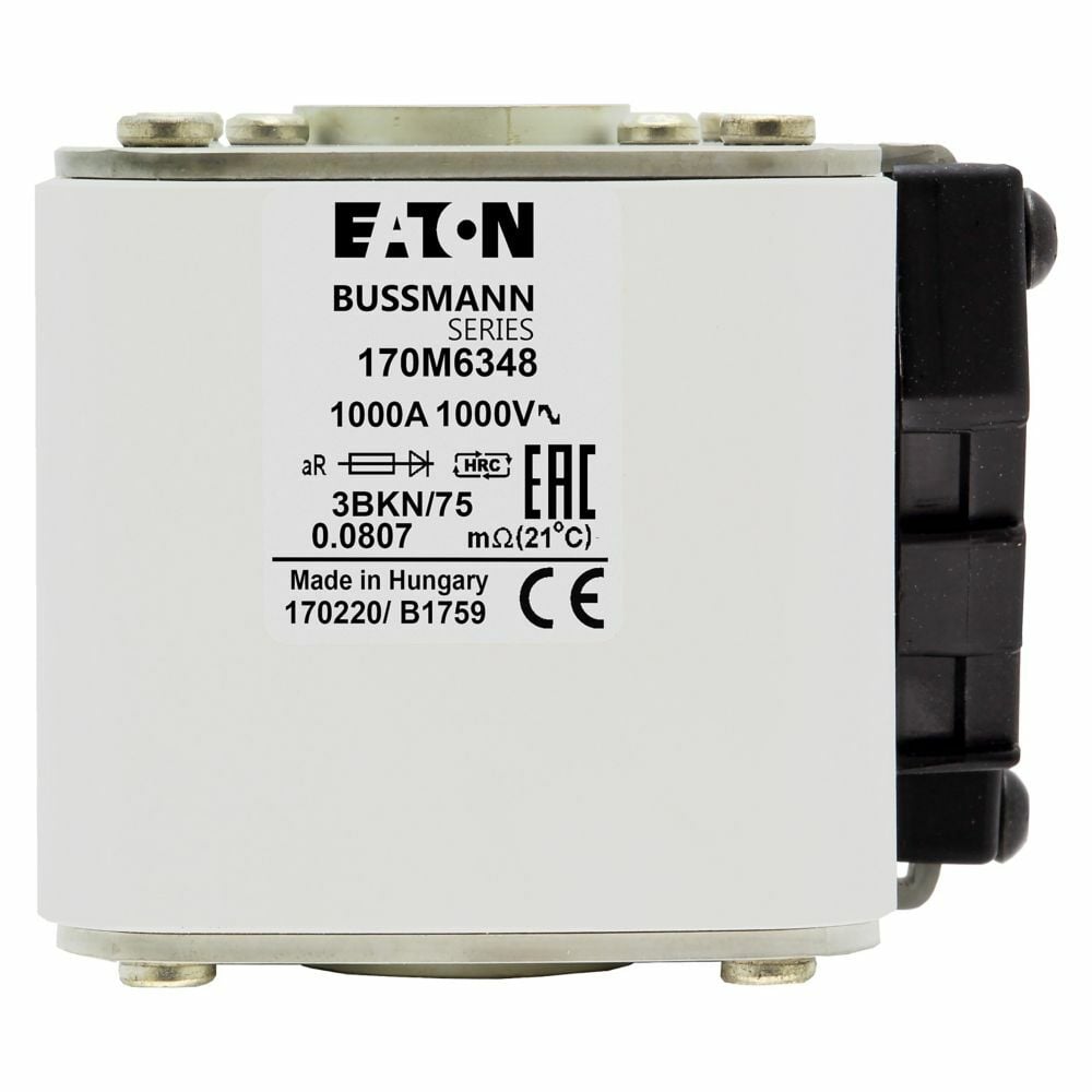 Fuse-link, high speed, 1000 A, AC 1000 V, size 3, 76 x 92 x 76 mm, aR, IEC, UL, type K indicator