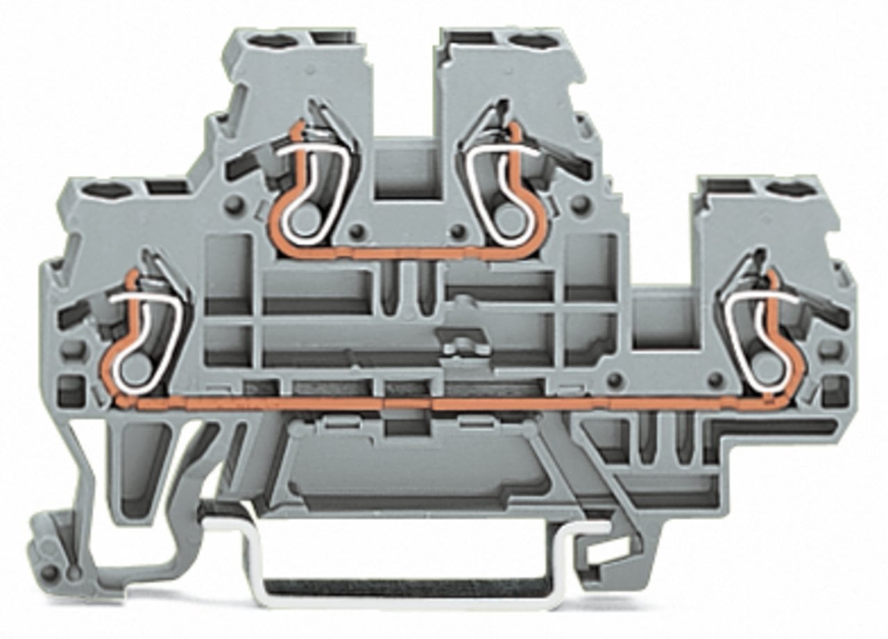 Double-deck terminal block; Through/through terminal block; L/L; for DIN-rail 35 x 15 and 35 x 7.5; 2.5 mm; CAGE CLAMP; 2,50 mm; gray