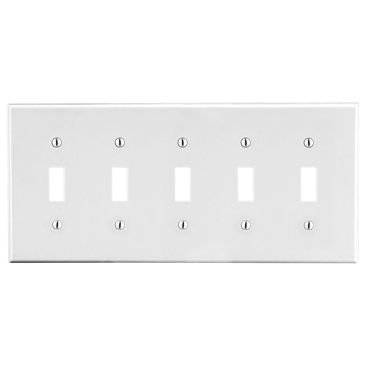 Wallplate, 5-Gang, 5) Toggle,  White