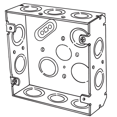 Features:With 1/2 And 3/4 IN Conduit Knockout , Standard:UL E18095, Number Of Outlet:14, Material:Steel, Size:4.6875 X 4.6875 X 1.5IN, Cubic Capacity:29.5CI