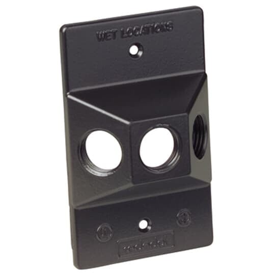Single Gang Standard Lampholder Cover, Length 4-1/2 Inches, Width 2-13/16 Inches,Hole Size 1/2 Inch, Bronze, Aluminum, Three Hole Device Mount