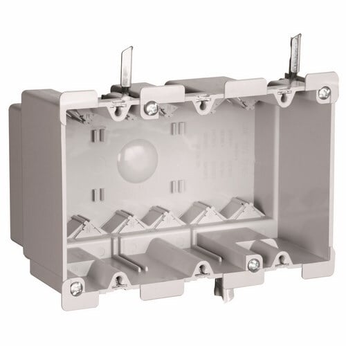 Triple Gang, Old Work Switch and Outlet Box with Swing-Bracket for mounting. Adjusts from 1 1/4 down to 1/8. Six Auto/Clamps for Each End. 10 pack.