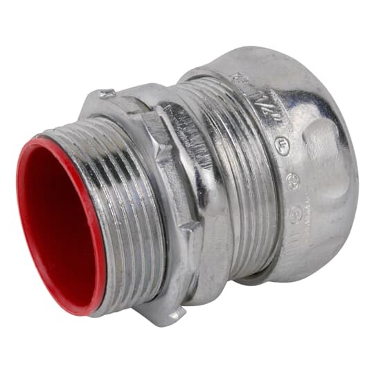 Compression Connector, Insulated and Concrete Tight, Conduit Size 1-1/4 Inch, Material Zinc Plated Steel, For use with EMT Conduit