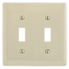Hubbell Wiring Device Kellems, Wallplates and Box Covers, Wallplate,Nylon, 2-Gang, 2) Toggle, Almond