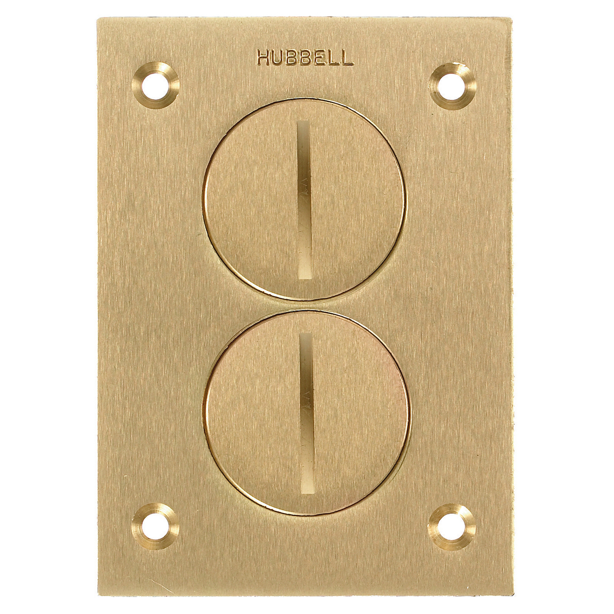 Flush Concrete Floor Box Series, 1-Gang Cover, Rectangular, Duplex Threaded Screws, Brass