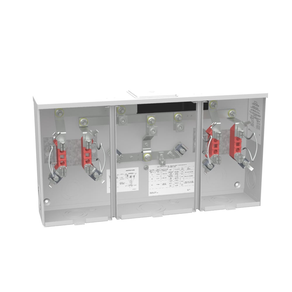 U1252-X-KK-K1 Meter Socket, 200 Amp, 1 Phase, Ringless, Horn, 4 Term, 2 Position, OH or UG with Center Wireway, 300V