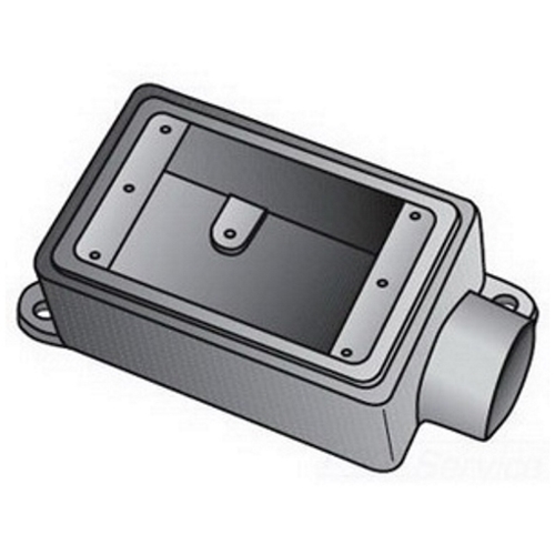 OZ-Gedney Type FS Shallow Cast Device Box, Number Of Outlet: 1, Gray Iron, Size: 1/2 IN, Ridge Top Construction, Cable Entry: (1) 1/2 IN Hub, 21 CU-IN Capacity, No, 2-15/16 IN Width, 2-3/8 IN Depth, 4-11/16 IN Height, Finish: Zinc Electroplated With Aluminum Enamel, Third Party Certification: UL File Number E-18095, CSA 009795, Applicable Third Party Standards: UL 514A, CSA C22.2 No.18, Federal Specification A-A-50563, NEMA : FB-1, For Rigid Conduit And IMC