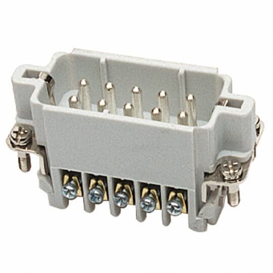 Male screw terminal insert. For use with A series, 16 contacts with ground.