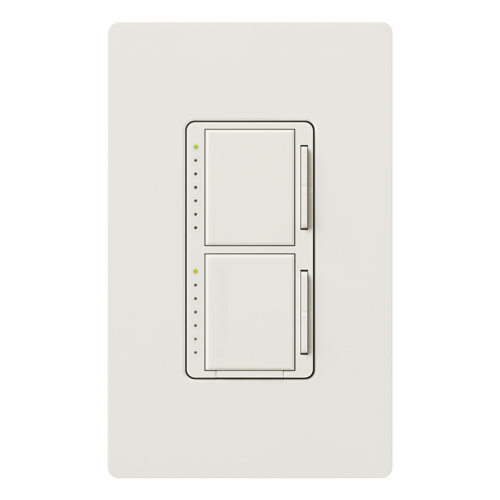 Maestro Dual Incandescent/Halogen Dimmer, Single-pole, 120V/300W each dimmer in white