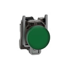 Pilot light, Harmony XB4,metal, green, 22mm, universal LED, plain lens, 230...240V AC